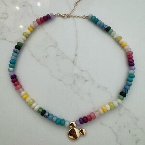Disney Multicolor Beaded Necklace with Gold Charm